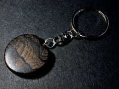 LV-1040 Ziricote Wooden Disc Keychain, Pendant, Charm-Hand Made