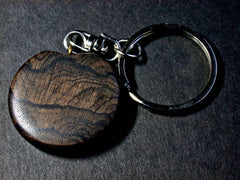 LV-1040 Ziricote Wooden Disc Keychain, Pendant, Charm-Hand Made