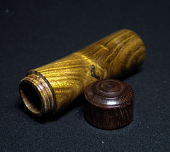 LV-1084 Laburnum & Brown Ebony Pill Box, Snuff Box, Toothpick Holder, Needle Case-SCREW CAP