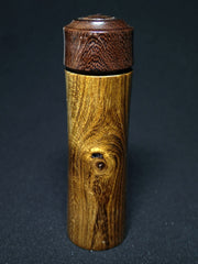 LV-1084 Laburnum & Brown Ebony Pill Box, Snuff Box, Toothpick Holder, Needle Case-SCREW CAP