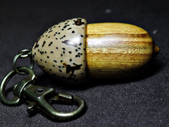 LV-1097  American Smoketree & Palm Nut  Acorn Box, Keychain, Pill Fob, Pendant-SCREW CAP