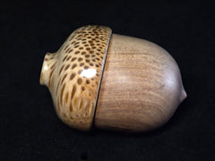 LV-1196 Sandalwood & Royal Palm Wooden Acorn Trinket Box, Keepsakes, Jewelry Box-SCREW CAP