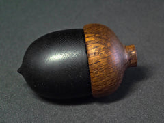 LV-1198 Ancient English Bog Oak & Brown Oak Wooden Acorn Trinket Box, Keepsakes, Jewelry Box-SCREW CAP