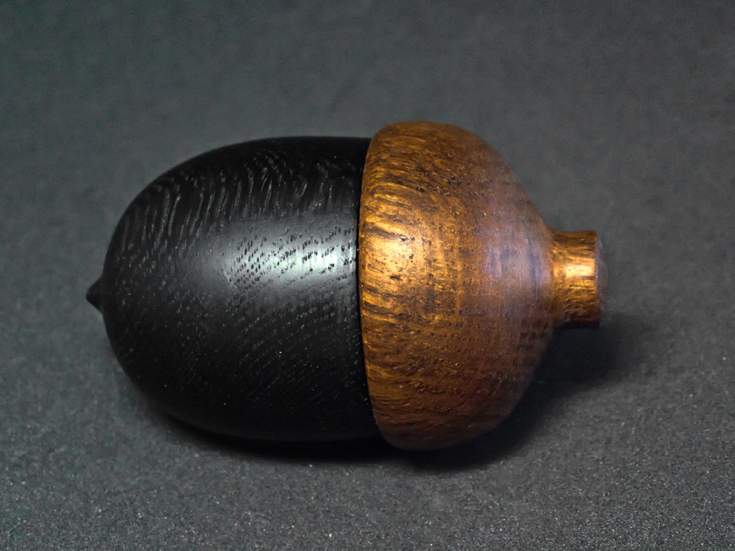 LV-1198 Ancient English Bog Oak & Brown Oak Wooden Acorn Trinket Box, Keepsakes, Jewelry Box-SCREW CAP