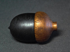 LV-1198 Ancient English Bog Oak & Brown Oak Wooden Acorn Trinket Box, Keepsakes, Jewelry Box-SCREW CAP