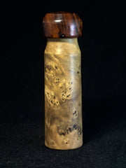 LV-1211 Oxhorn Bucida Burl & Desert Ironwood Pill Box, Snuff Box, Needle Case, Memorial Keepsake-SCREW CAP