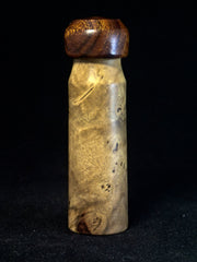 LV-1211 Oxhorn Bucida Burl & Desert Ironwood Pill Box, Snuff Box, Needle Case, Memorial Keepsake-SCREW CAP