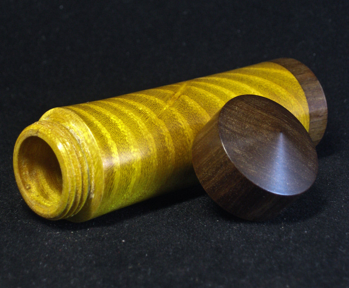 LV-1234 Osage Orange & Cocuswood Pill Box, Snuff Box, Toothpick Holder, Needle Case-SCREW CAP