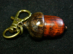 LV-1233 Snakewood & Burmese Blackwood Acorn Box, Keychain, Pill Fob, Bag Charm, Pendant-SCREW CAP