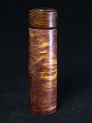 LV-1224 Red Cedar Burl & Cocobolo Pill Box, Snuff Box, Toothpick Holder, Needle Case-SCREW CAP