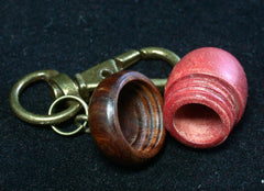 LV-1226  Pink Ivory & Lignum Vitae Acorn Box, Bag Charm, Cremation Pendant-SCREW CAP