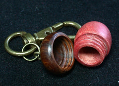 LV-1226 Pink Ivory & Lignum Vitae Acorn Box, Bag Charm, Cremation Pendant-SCREW CAP