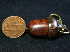 LV-1233 Snakewood & Burmese Blackwood Acorn Box, Keychain, Pill Fob, Bag Charm, Pendant-SCREW CAP