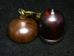 LV-1240 Bois de Rose & Cocuswood Acorn Box, Pill Fob, Bag Charm, Pendant-SCREW CAP