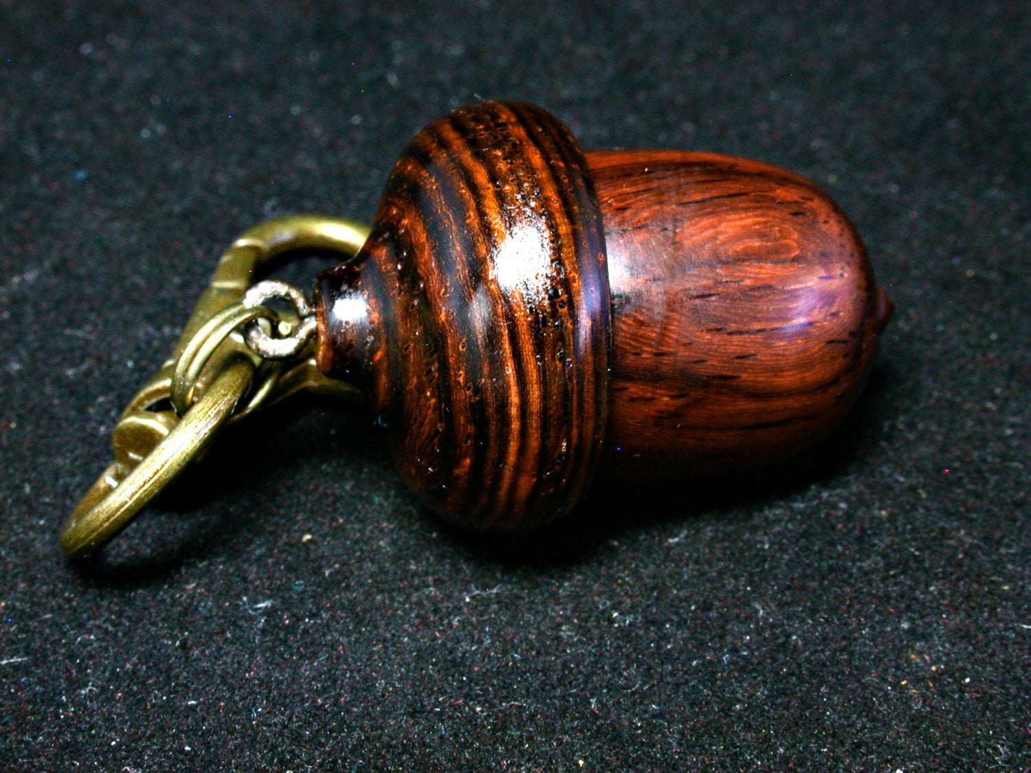 LV-1244 Siam Rosewood & Cocobolo Acorn Box, Keychain, Pill Fob, Bag Charm, Pendant-SCREW CAP