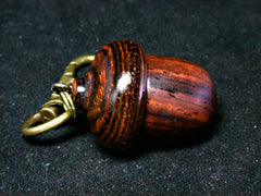 LV-1244  Siam Rosewood & Cocobolo Acorn Box, Keychain, Pill Fob, Bag Charm, Pendant-SCREW CAP