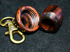 LV-1244 Siam Rosewood & Cocobolo Acorn Box, Keychain, Pill Fob, Bag Charm, Pendant-SCREW CAP