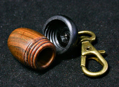 LV-1246 Lignum Vitae & Blackwood Acorn Box, Keychain, Pill Fob, Bag Charm, Pendant-SCREW CAP