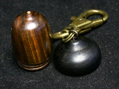 LV-1246 Lignum Vitae & Blackwood Acorn Box, Keychain, Pill Fob, Bag Charm, Pendant-SCREW CAP