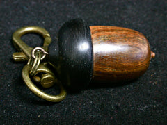 LV-1246 Lignum Vitae & Blackwood Acorn Box, Keychain, Pill Fob, Bag Charm, Pendant-SCREW CAP