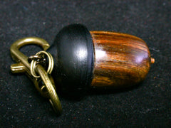 LV-1246 Lignum Vitae & Blackwood Acorn Box, Keychain, Pill Fob, Bag Charm, Pendant-SCREW CAP