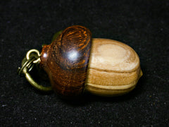 LV-1248 Bethlehem Olive & Ironwood Acorn Box, Keychain, Pill Fob, Memorial Pendant-SCREW CAP