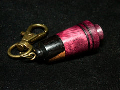 LV-1257 Purpleheart & Blackwood Pill Fob, Pendant, Bag Charm, Cremation Jewelry-SCREW CAP