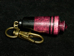 LV-1257 Purpleheart & Blackwood Pill Fob, Pendant, Bag Charm, Cremation Jewelry-SCREW CAP