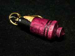 LV-1257 Purpleheart & Blackwood Pill Fob, Pendant, Bag Charm, Cremation Jewelry-SCREW CAP