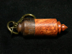 LV-1259 Amboyna Burl & Ziricote Pill Fob, Pendant, Bag Charm, Cremation Jewelry-SCREW CAP