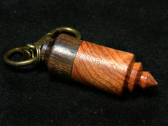 LV-1259 Amboyna Burl & Ziricote Pill Fob, Pendant, Bag Charm, Cremation Jewelry-SCREW CAP