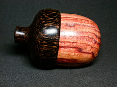 LV-1273 Tulipwood & Black Palm Hand Turned Wooden Acorn Trinket Box, Keepsakes, Jewelry Box-SCREW CAP
