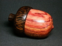 LV-1273 Tulipwood & Black Palm Hand Turned Wooden Acorn Trinket Box, Keepsakes, Jewelry Box-SCREW CAP