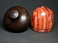 LV-1273 Tulipwood & Black Palm Hand Turned Wooden Acorn Trinket Box, Keepsakes, Jewelry Box-SCREW CAP