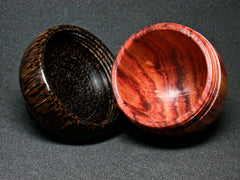 LV-1273 Tulipwood & Black Palm Hand Turned Wooden Acorn Trinket Box, Keepsakes, Jewelry Box-SCREW CAP