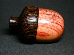 LV-1273 Tulipwood & Black Palm Hand Turned Wooden Acorn Trinket Box, Keepsakes, Jewelry Box-SCREW CAP