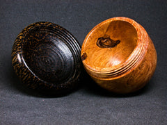 LV-1275 Afzelia Burl & Black Palm Hand Turned Wooden Acorn Trinket Box, Keepsakes, Jewelry Box-SCREW CAP