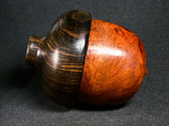 LV-1277 Amboyna Burl & Mun Ebony Hand Turned Acorn Trinket Box, Keepsakes, Jewelry Box-SCREW CAP