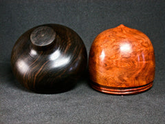 LV-1277 Amboyna Burl & Mun Ebony Hand Turned Acorn Trinket Box, Keepsakes, Jewelry Box-SCREW CAP