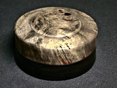 LV-1269  Amboyna Burl & Blackwood Flat Pill Box, Snuff Box, Ring Holder, Trinket Box-SCREW CAP