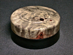 LV-1269  Amboyna Burl & Blackwood Flat Pill Box, Snuff Box, Ring Holder, Trinket Box-SCREW CAP