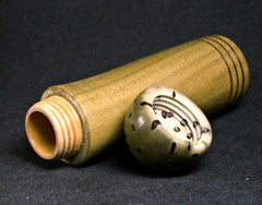 LV-700 Green Poplar & Raphia Palm Nut Slim Pill Box, Snuff Box, Toothpick Holder, Needle Case-SCREW CAP