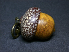 LV-1298 Agarita Burl & Betel Nut Acorn Box, Keychain, Pill Fob, Lucky Charm-SCREW CAP