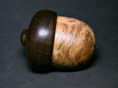 LV-1296 Yellow Box Burl & Panga Panga Hand Turned Acorn Pill Box, Keepsake, Jewelry Box-SCREW CAP