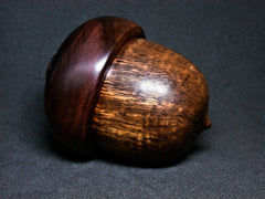 LV-1293 Curly Koa & Brown Ebony Hand Turned Acorn Trinket Box, Keepsakes, Jewelry Box-SCREW CAP