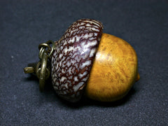 LV-1298 Agarita Burl & Betel Nut Acorn Box, Keychain, Pill Fob, Lucky Charm-SCREW CAP