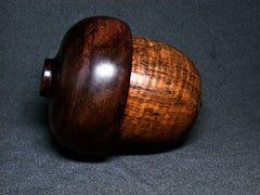 LV-1293 Curly Koa & Brown Ebony Hand Turned Acorn Trinket Box, Keepsakes, Jewelry Box-SCREW CAP