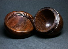 LV-1293 Curly Koa & Brown Ebony Hand Turned Acorn Trinket Box, Keepsakes, Jewelry Box-SCREW CAP