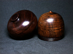 LV-1293 Curly Koa & Brown Ebony Hand Turned Acorn Trinket Box, Keepsakes, Jewelry Box-SCREW CAP