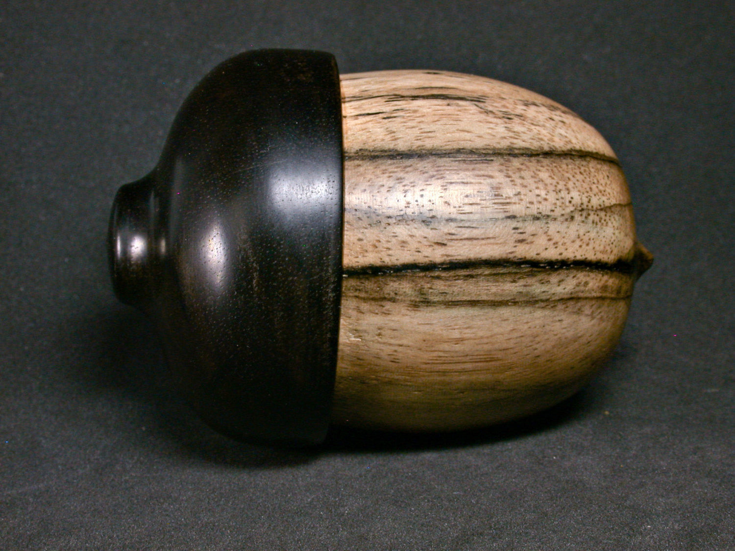 LV-1315 Persimmon & Ebony Hand Turned Wooden Acorn Trinket Box, Keepsakes, Jewelry Box-SCREW CAP